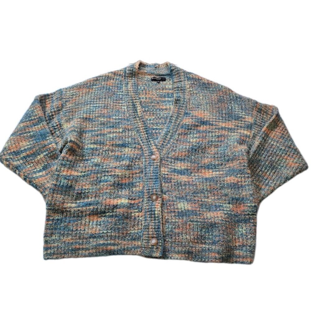 BLANKNYC Cardigan Women L Multi Marled Chunky Knit Wool Blend Buttons Pockets
